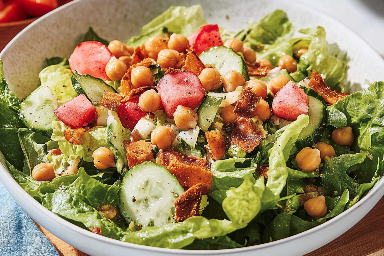 Sałatka fattoush z ciecierzycą