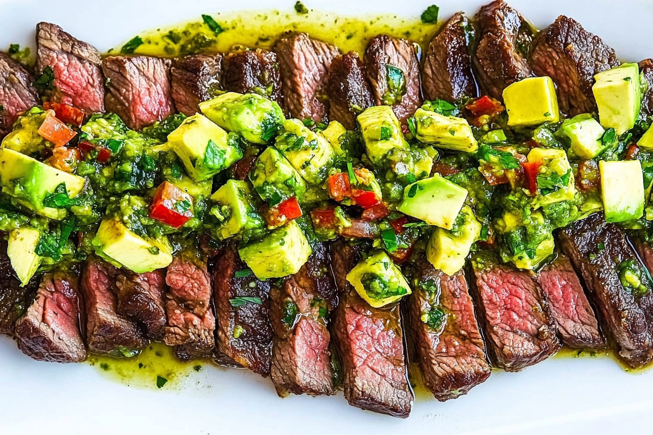 Stek z chimichurri i awokado