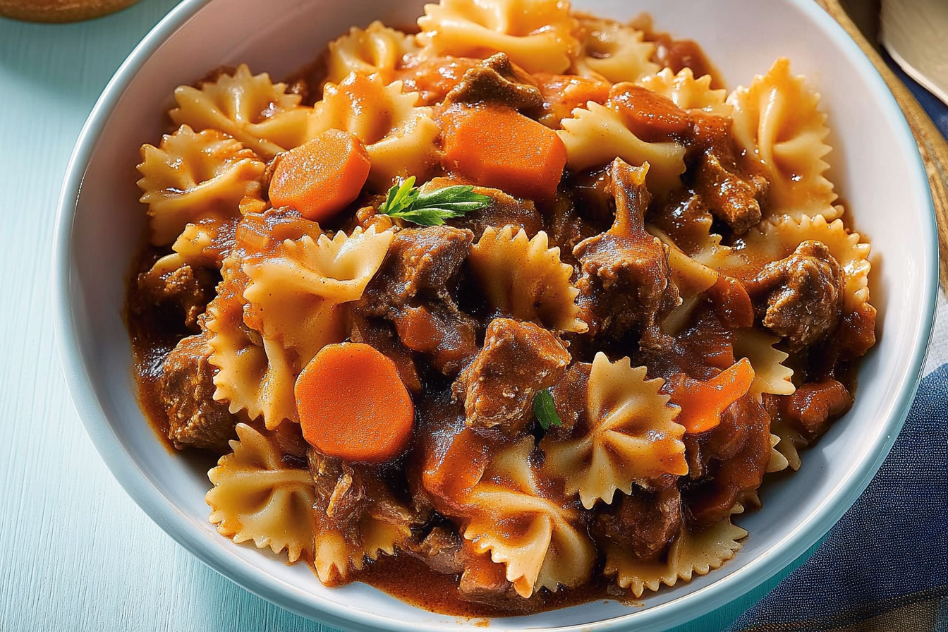 Farfalle bourguignonnes au boeuf