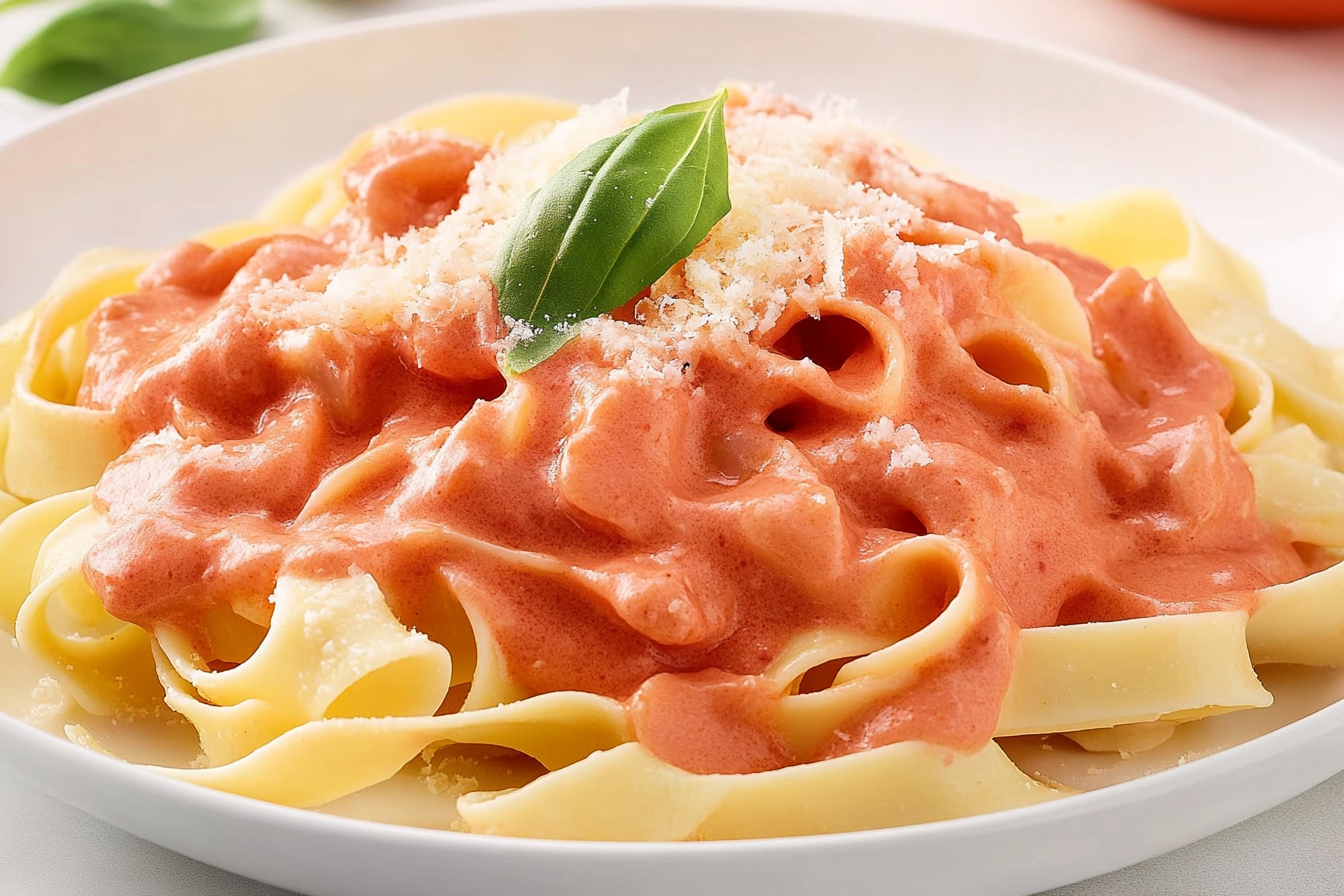 Fettuccine w sosie różowym