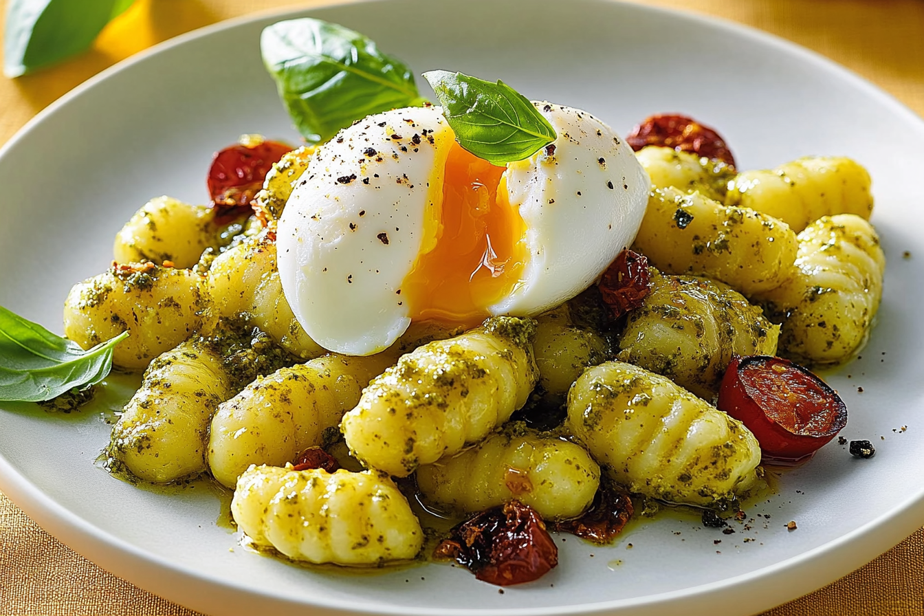 Gnocchi z pesto i jajkami