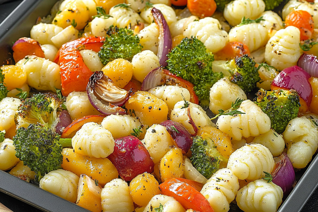 Gnocchi z warzywami na blaszce
