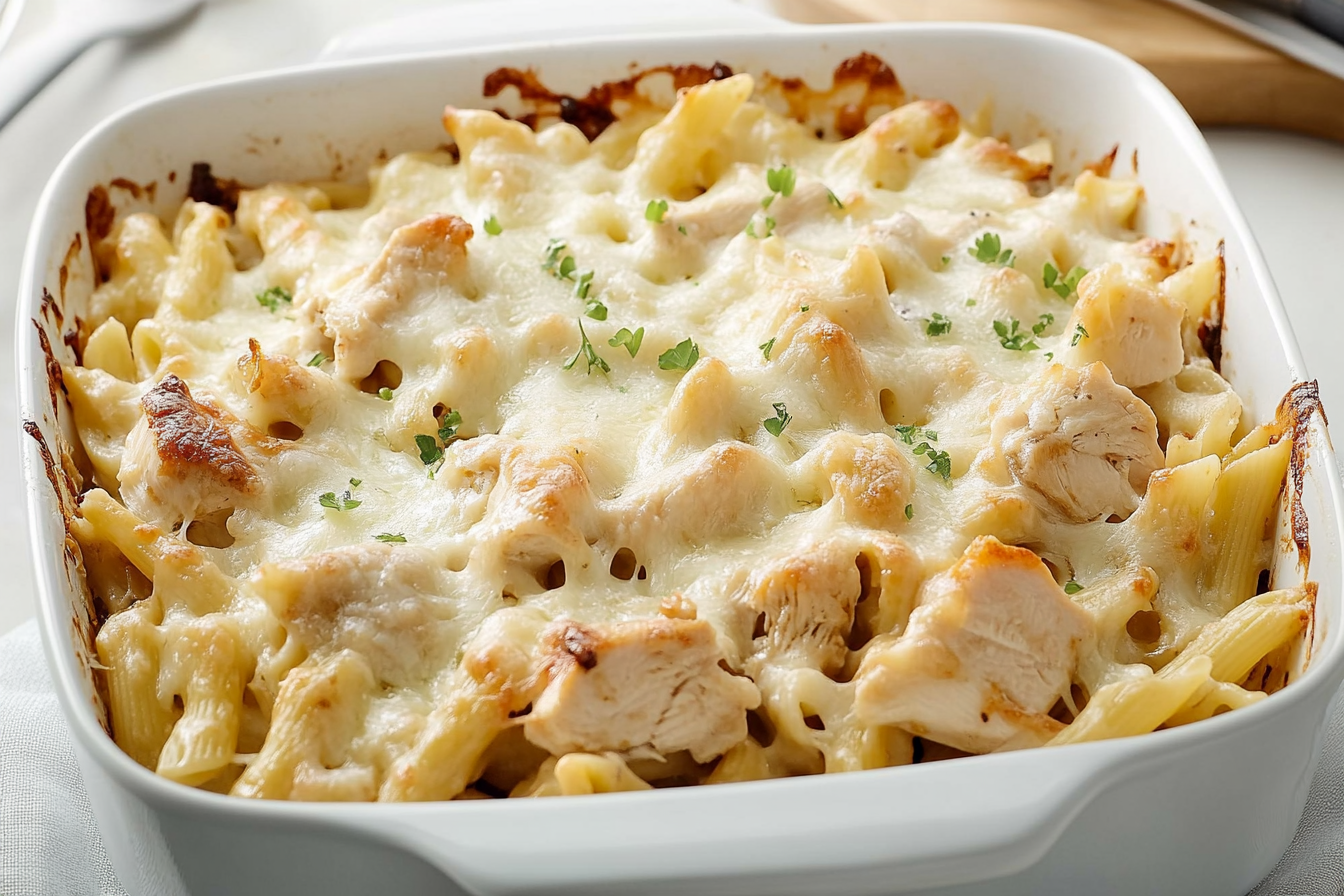 Gratin z makaronem i kurczakiem