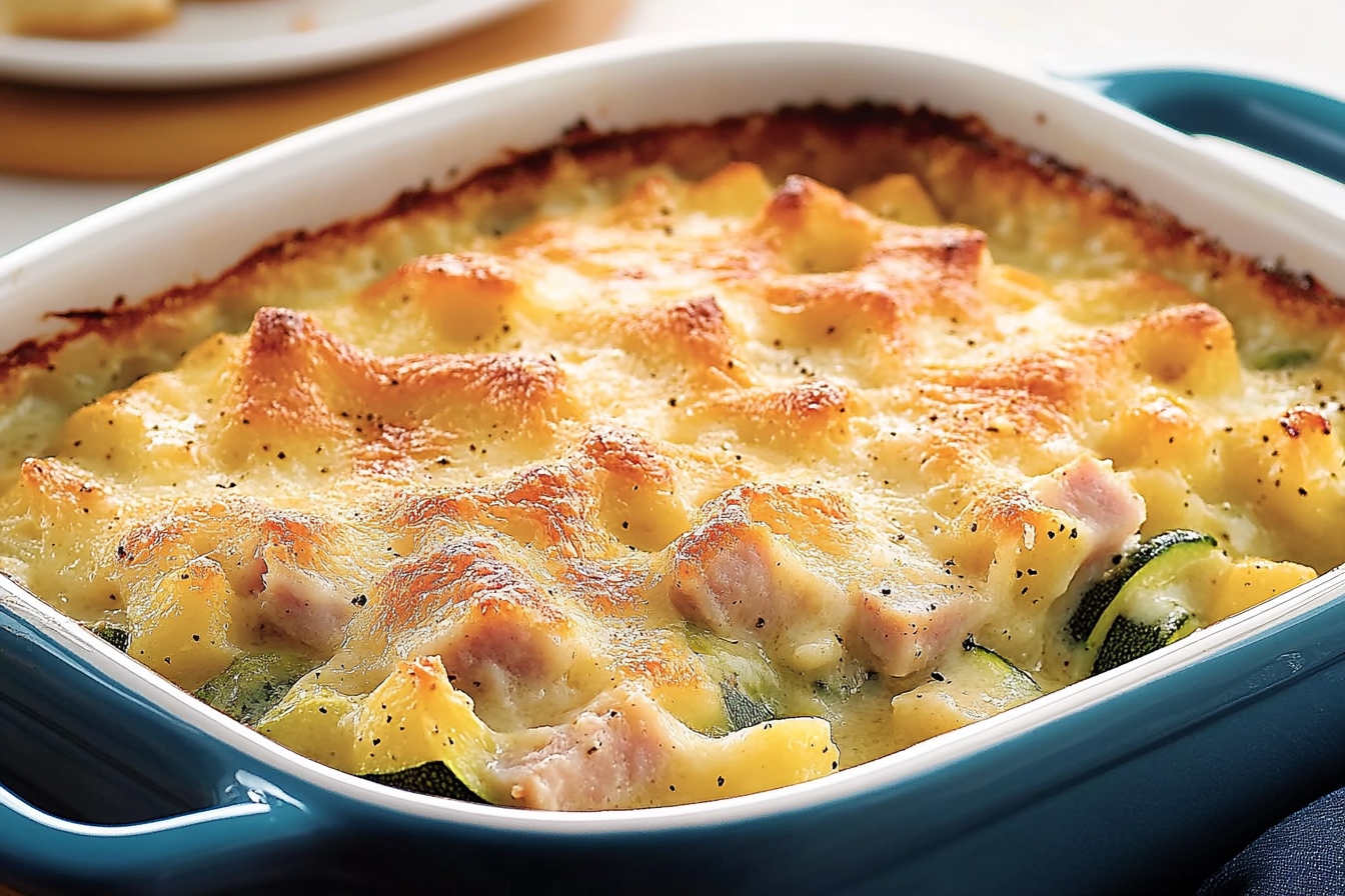 Gratin z szynką i cukinią