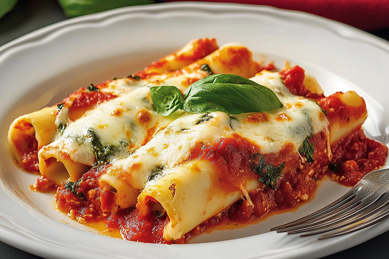 Manicotti ze szpinakiem i serem