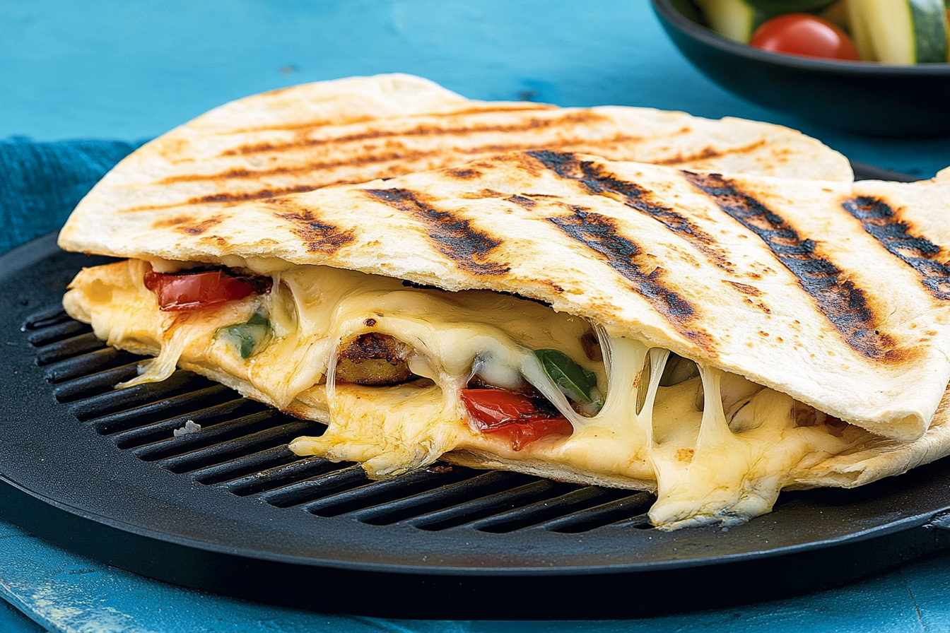 Pita z serem cheddar na grillu