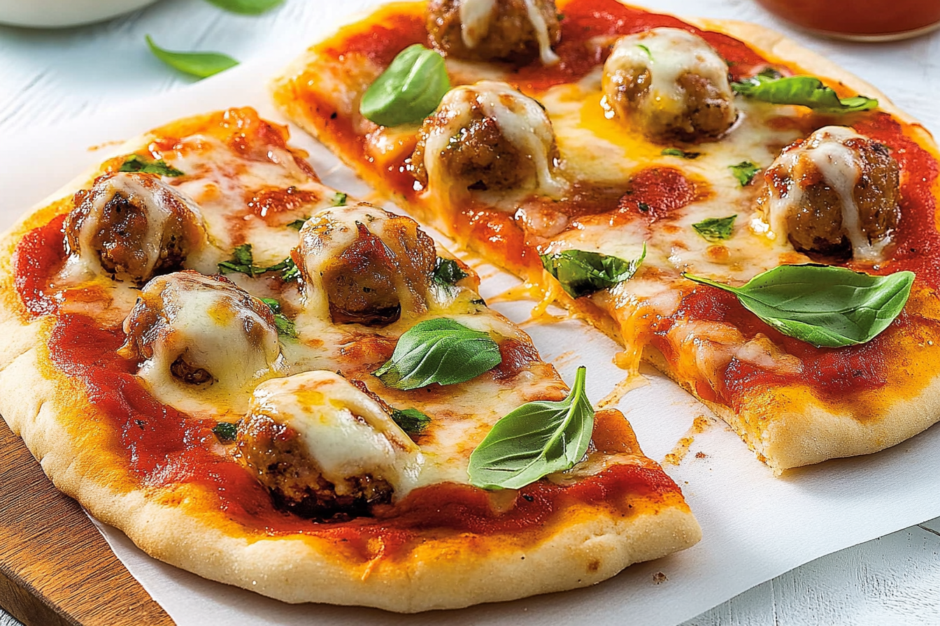 Pizze naan z klopsikami