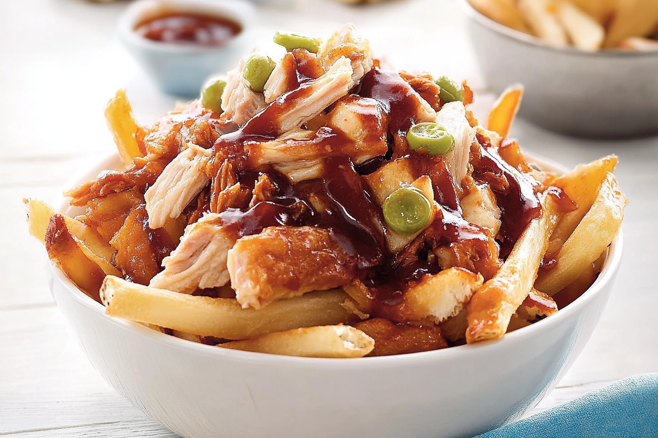 Poutine z wieprzowiny szarpanej