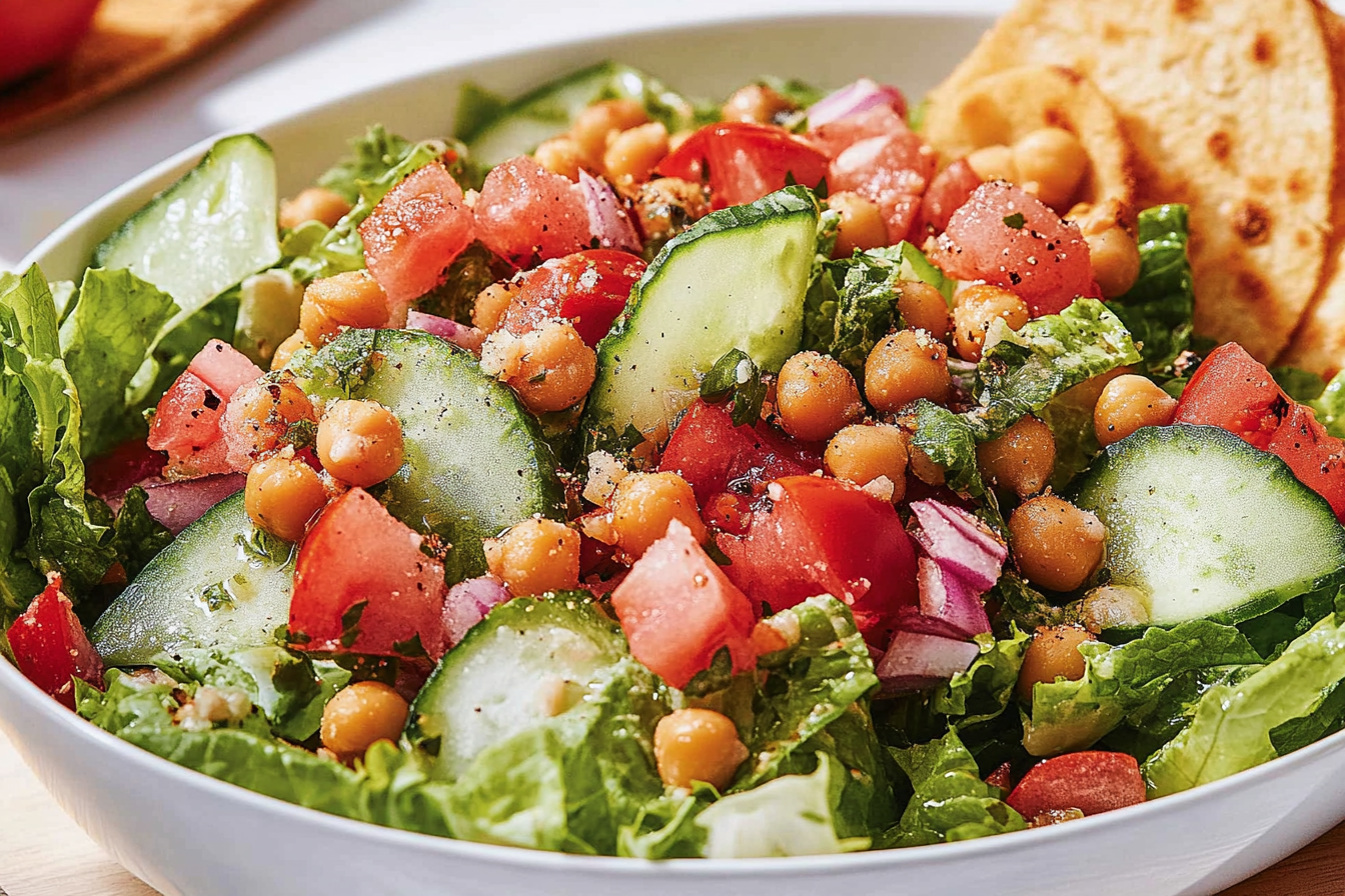 Sałatka fattoush z ciecierzycą