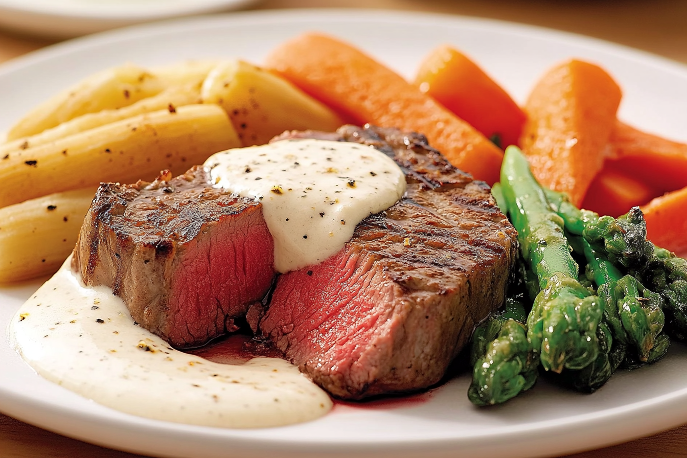 Stek w sosie z białym winem