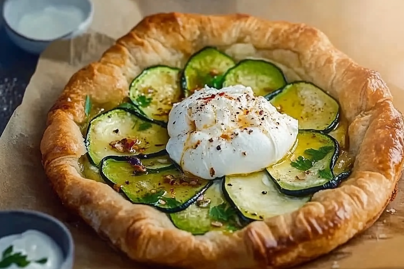Tarta rustykalna z cukinią i burratą