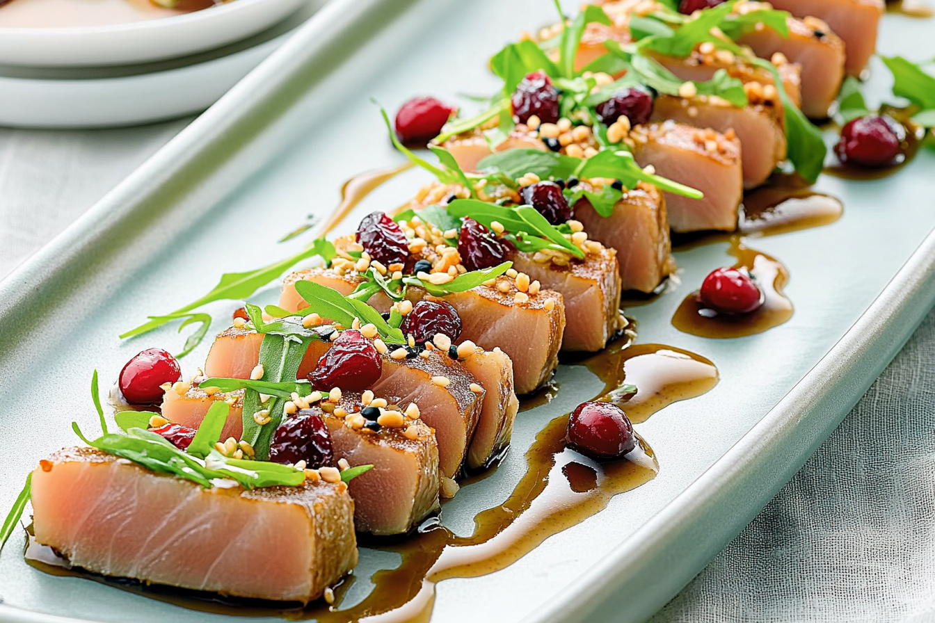 Tataki z tuńczyka z żurawiną