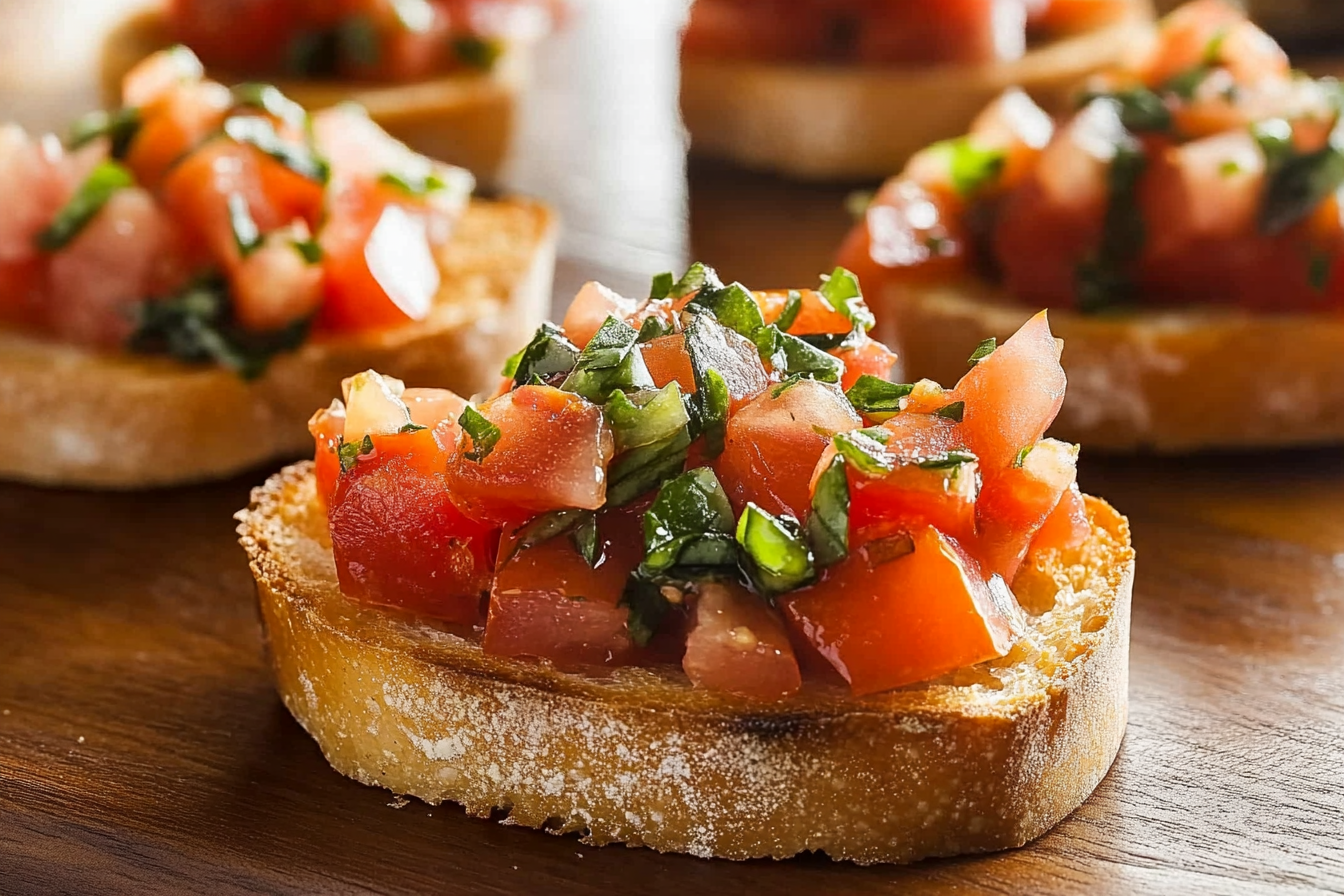 Bruschetta z pomidorami i bazylią