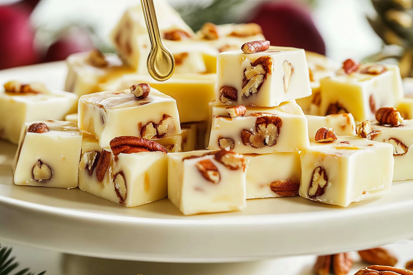 Fudge z białej czekolady i pekanami