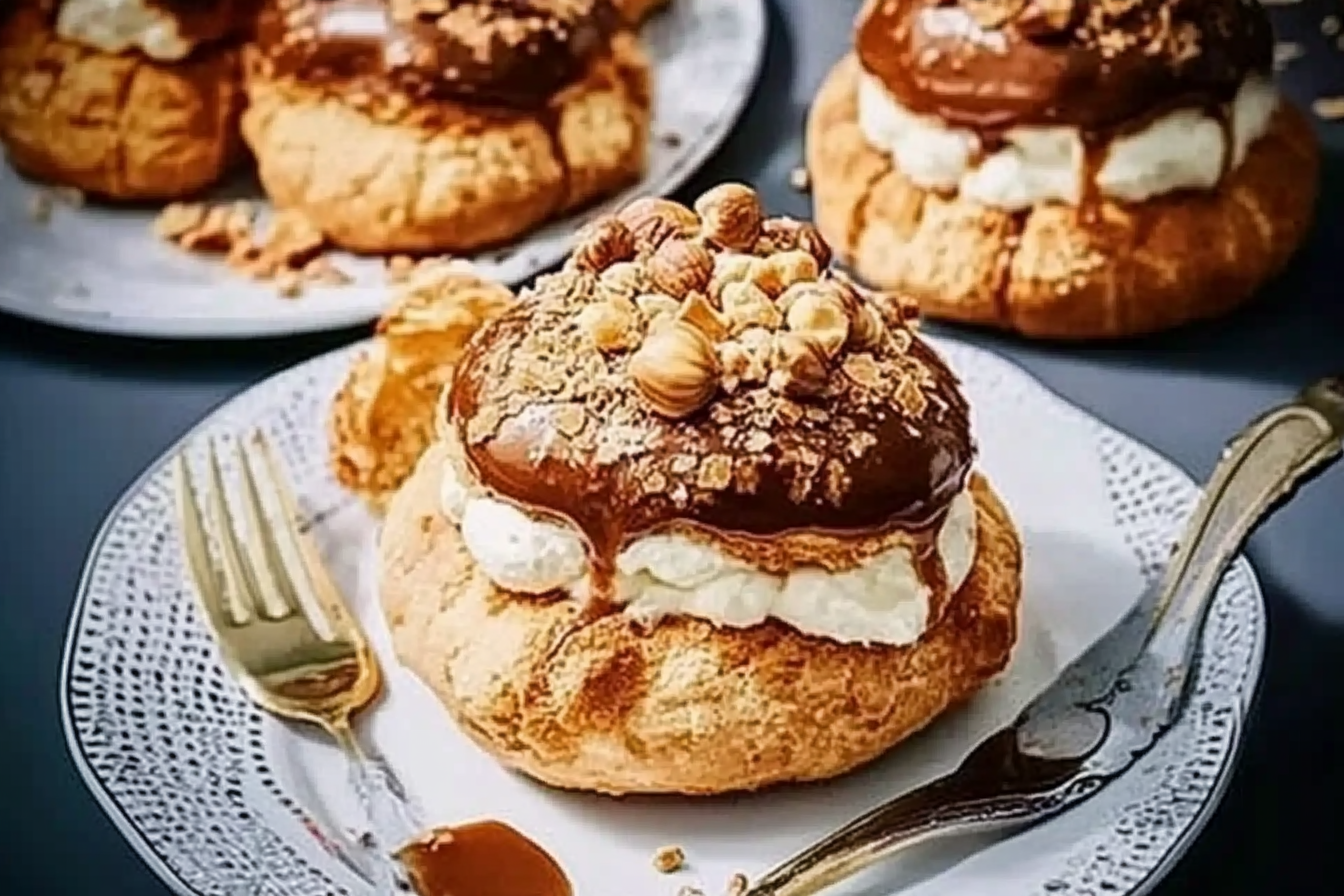 Korona choux z chantilly i karmelem