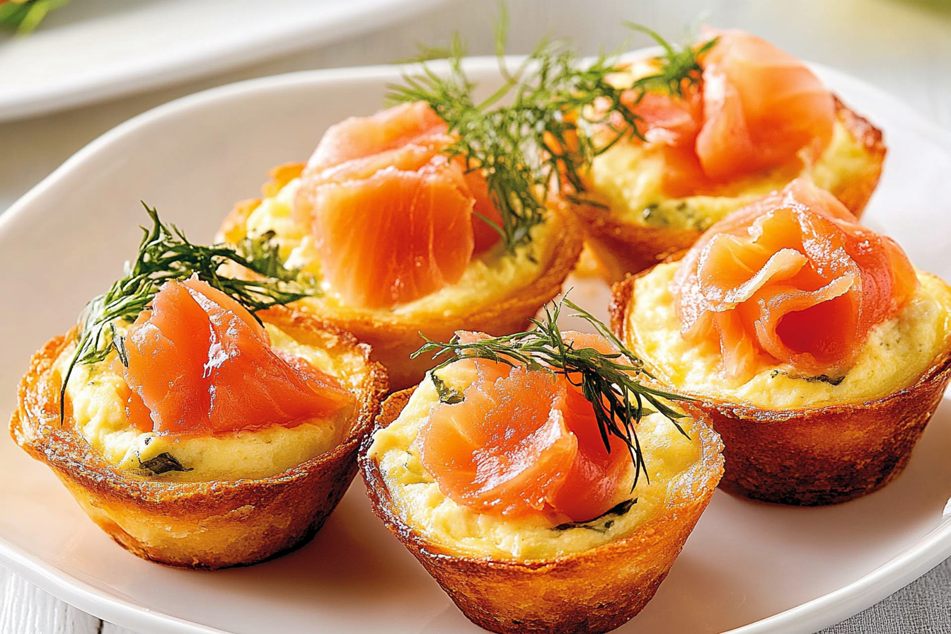 Mini quiches z wędzonym łososiem