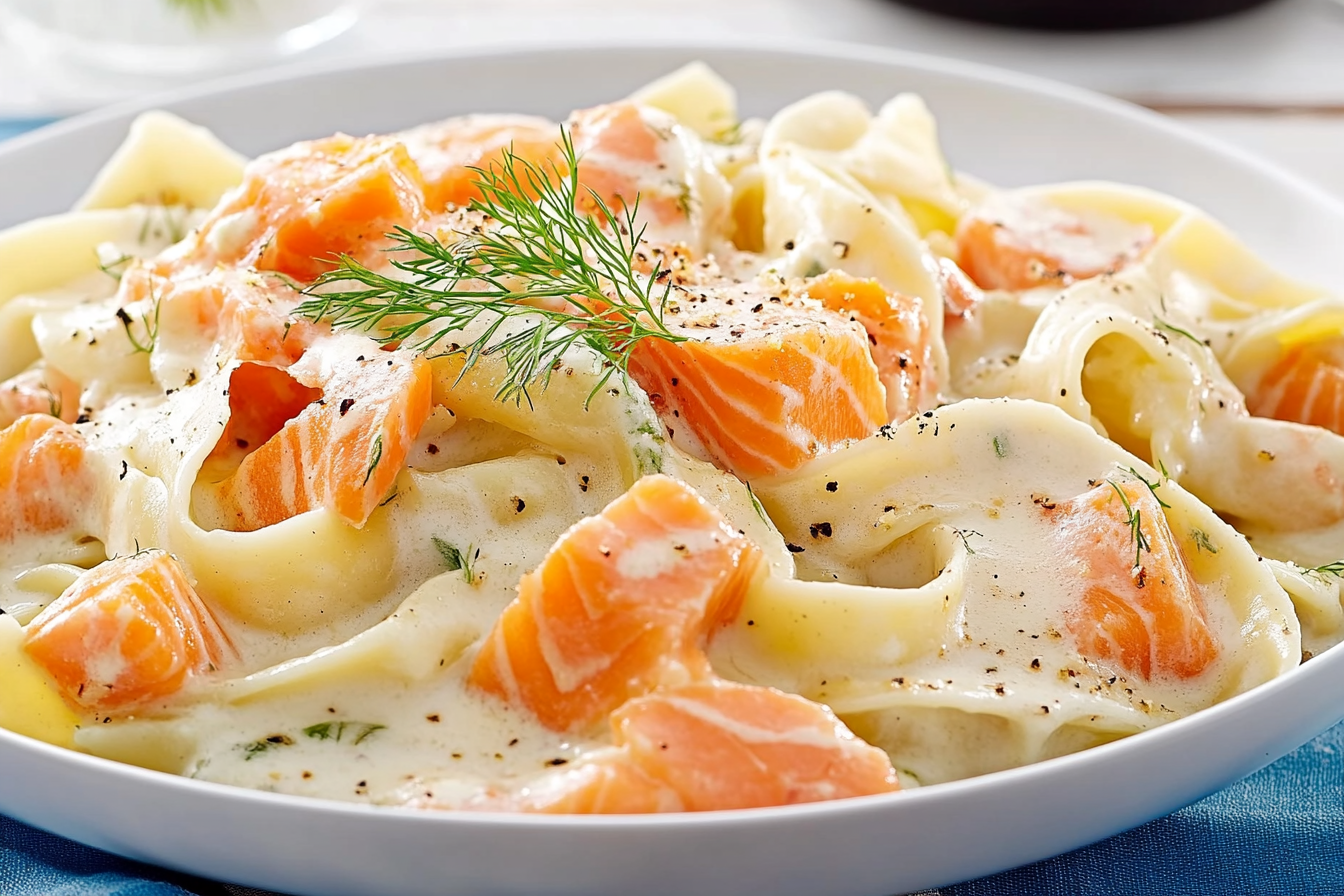 Pappardelle z wędzonym łososiem