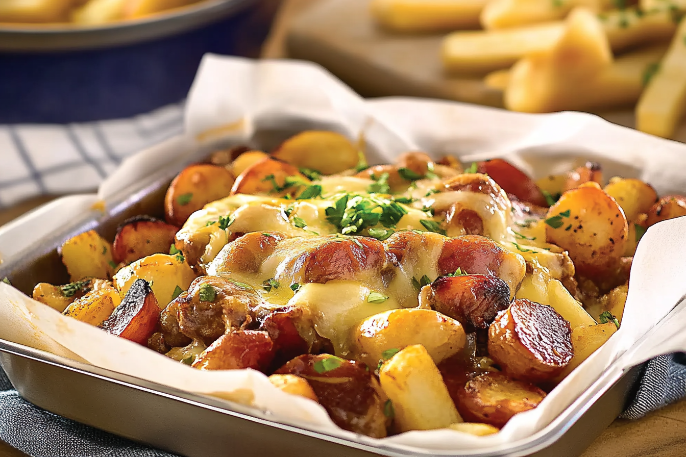 Poutine z raclette na grillu