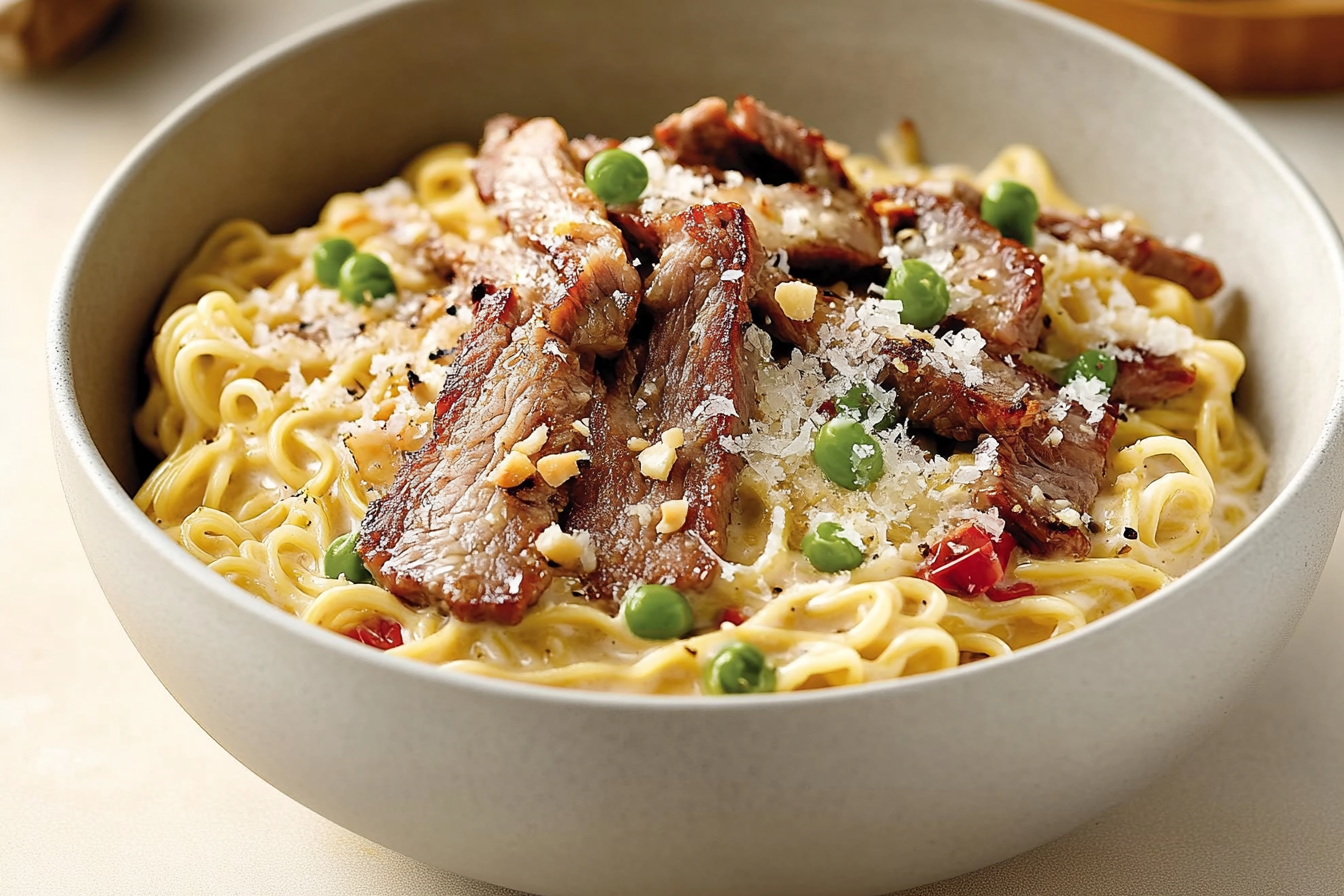 Ramen carbonara z kremem