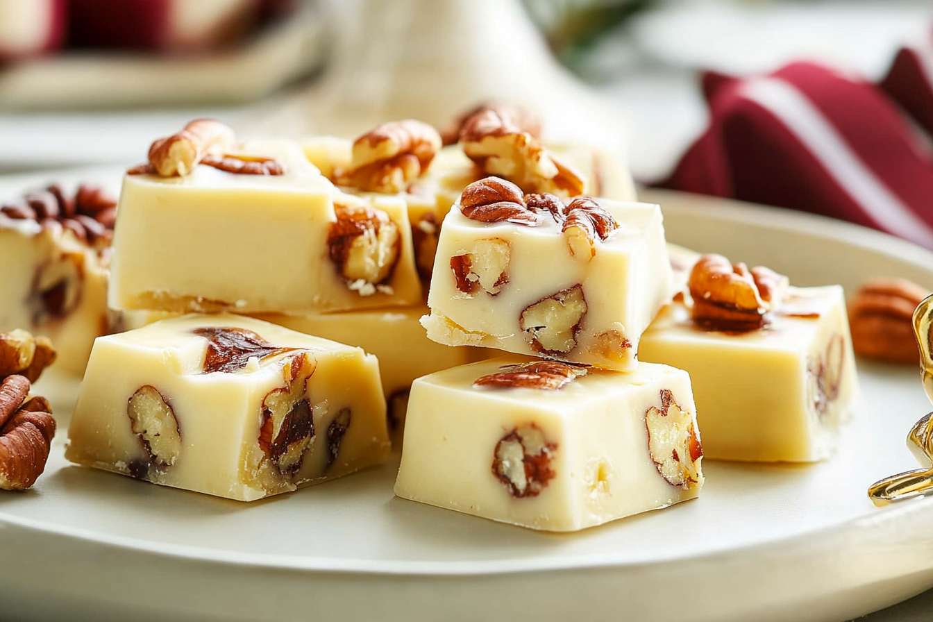 Fudge z białej czekolady i pekanami
