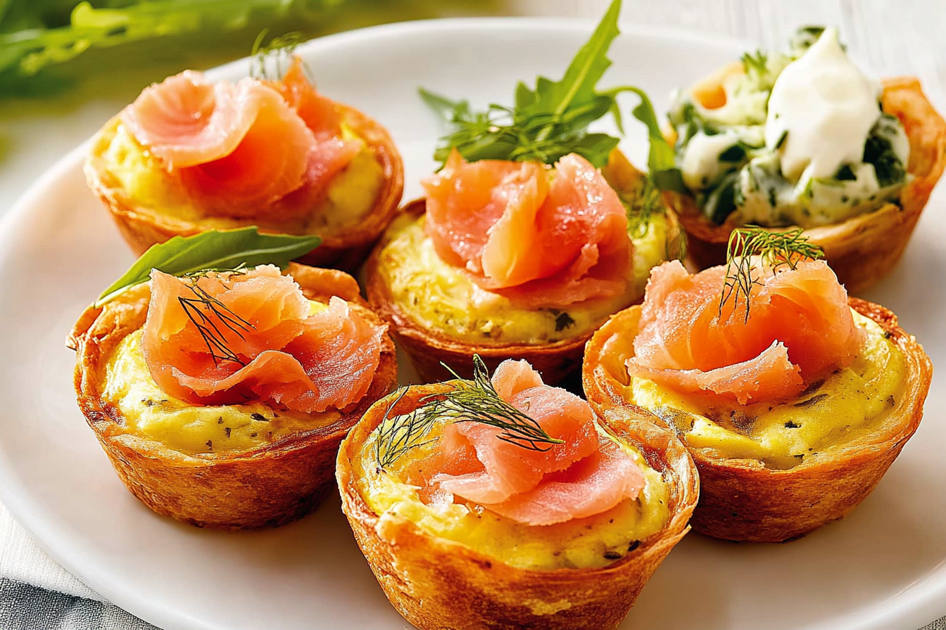 Mini quiches z wędzonym łososiem