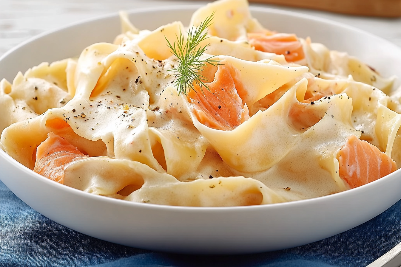 Pappardelle z wędzonym łososiem