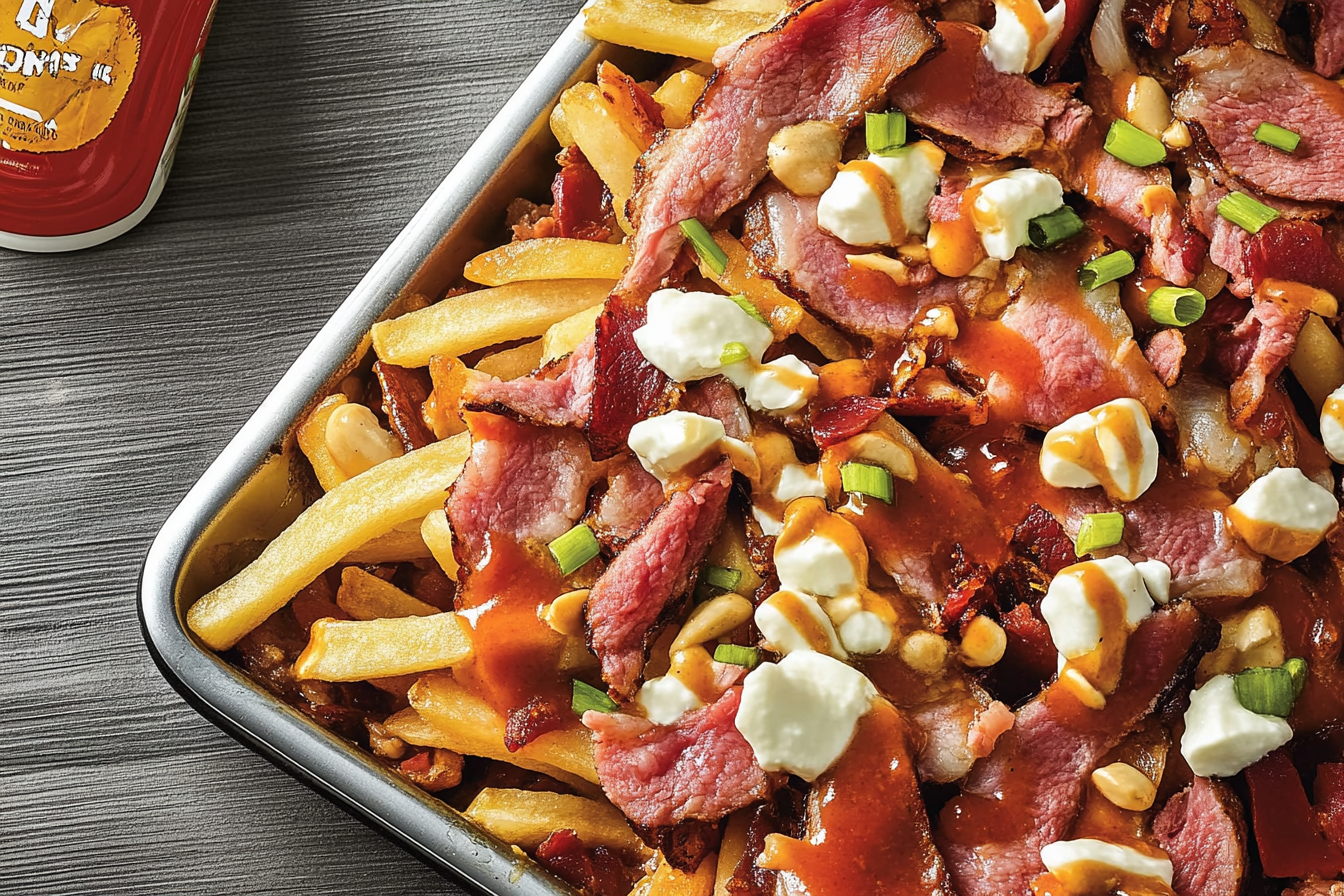 Poutine z wędzonym mięsem