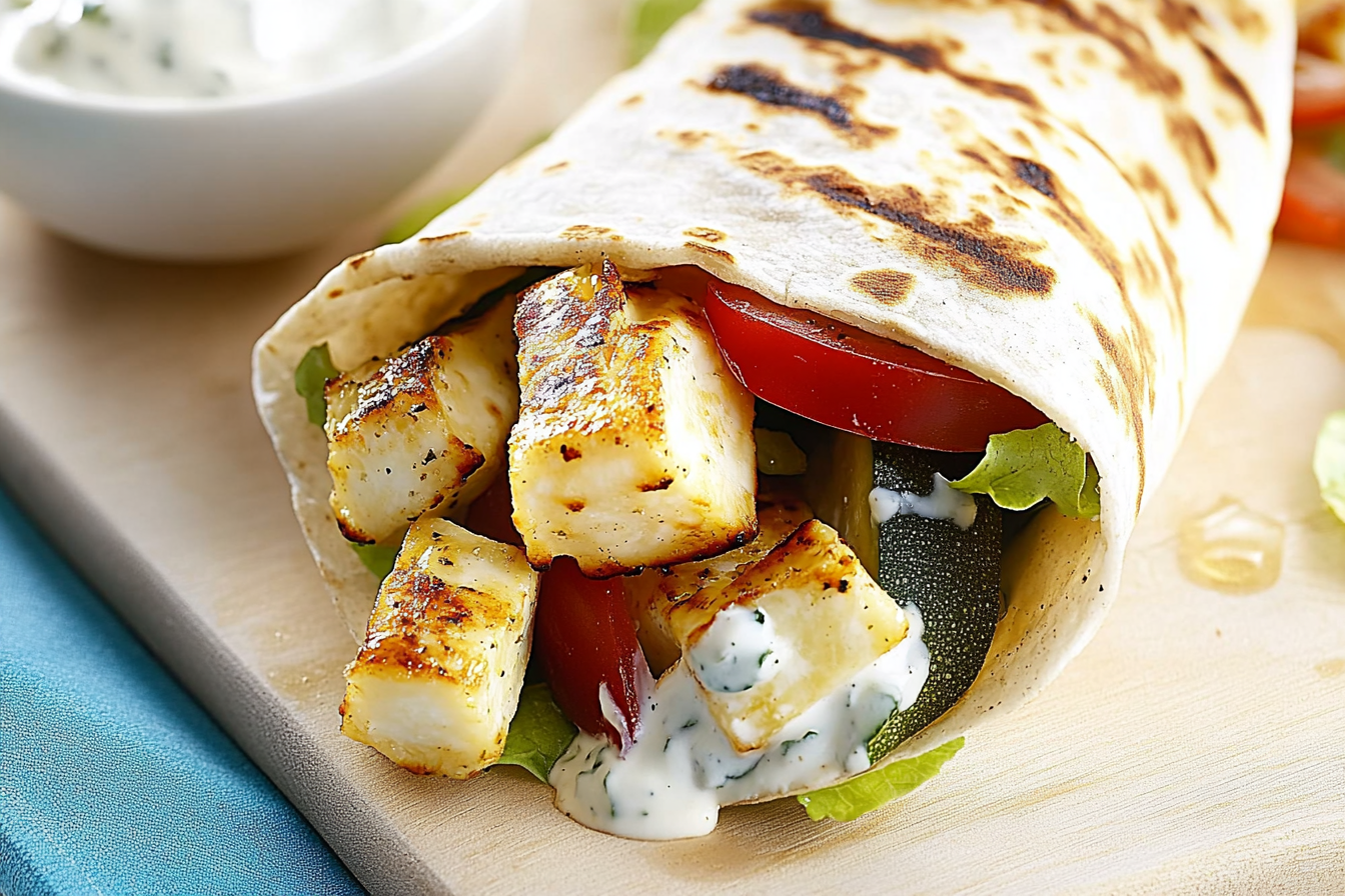 Wrapy wegetariańskie z halloumi