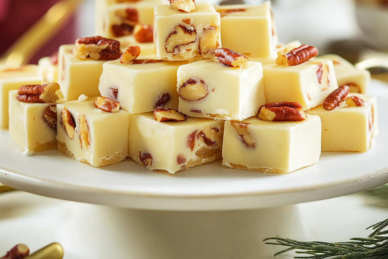 Fudge z białej czekolady i pekanami