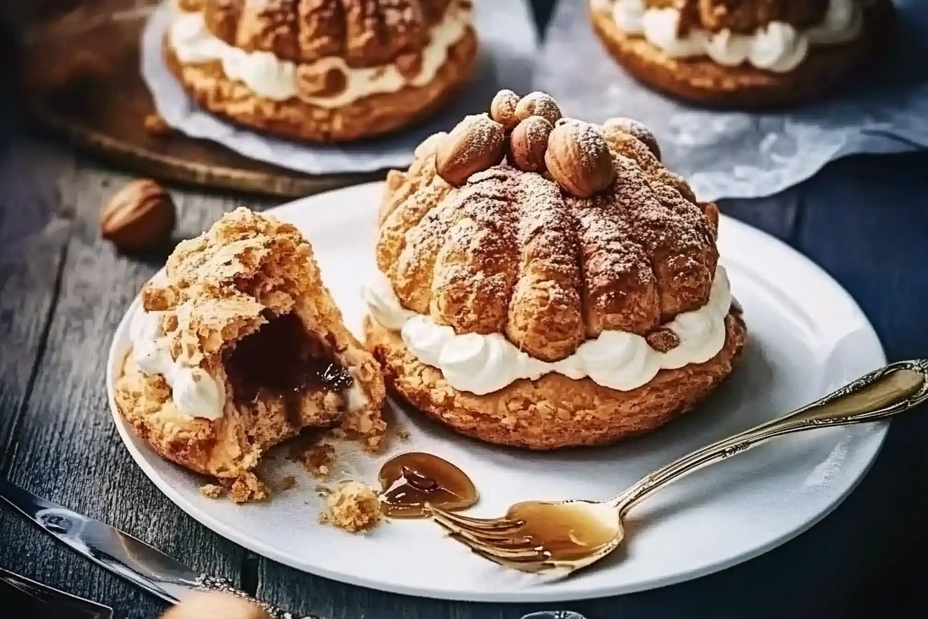 Korona choux z chantilly i karmelem