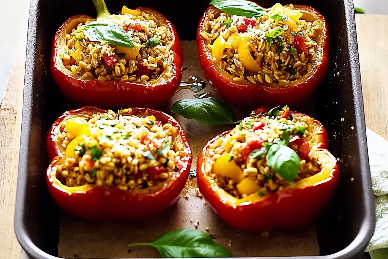 Papryki nadziewane farro