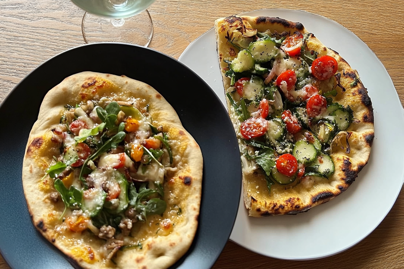 Pizza naan z sałatką wiosenną