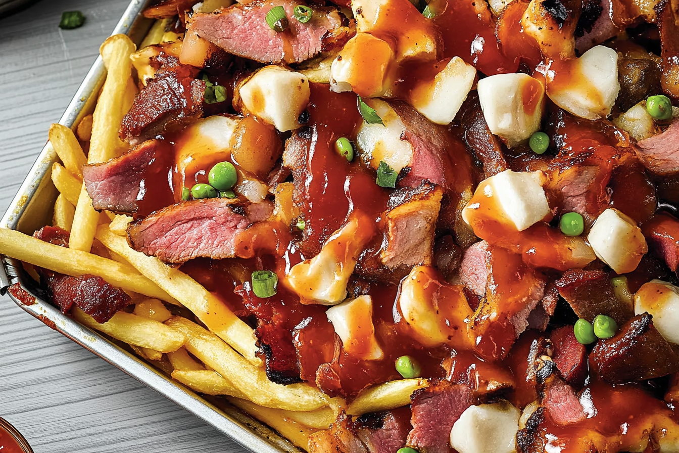 Poutine z wędzonym mięsem