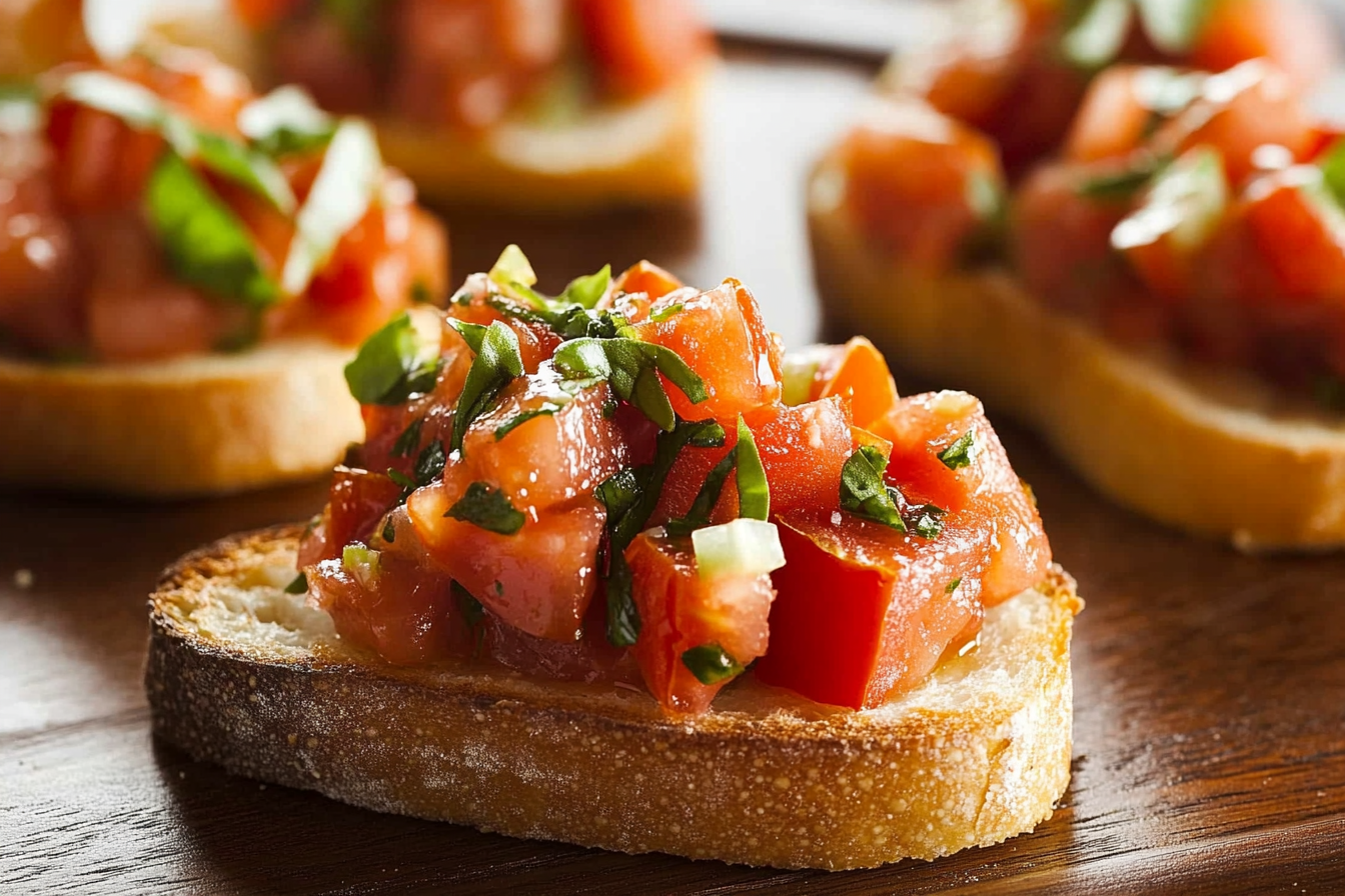 Bruschetta z pomidorami i bazylią