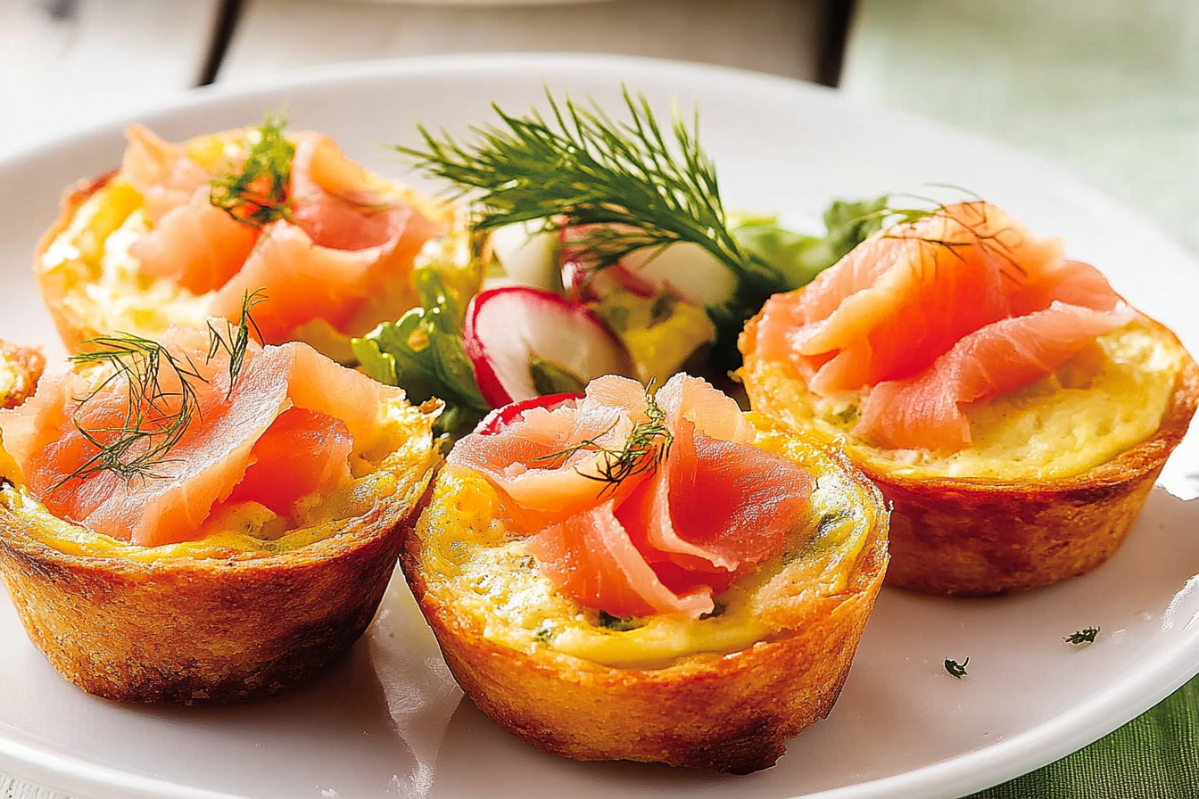 Mini quiches z wędzonym łososiem