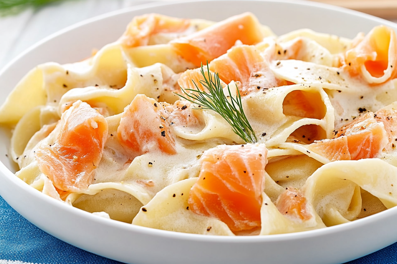 Pappardelle z wędzonym łososiem