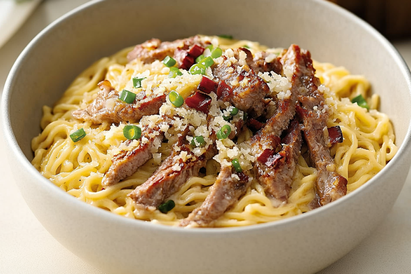 Ramen carbonara z kremem